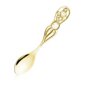 Lingurita argint botez placata cu aur galben pentru bebelusi DiAmanti KS0226G-DIA